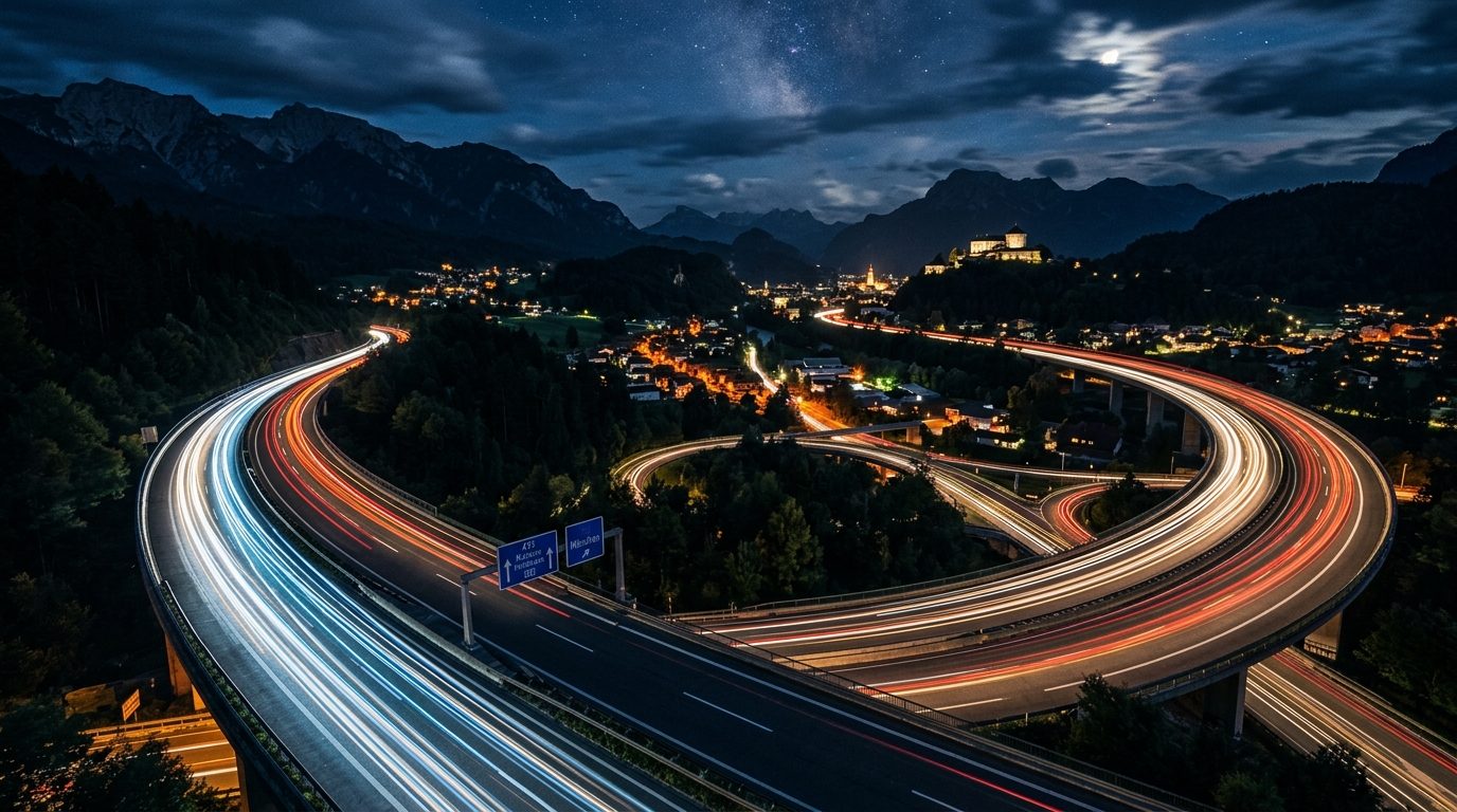 Autobahn bei Nacht